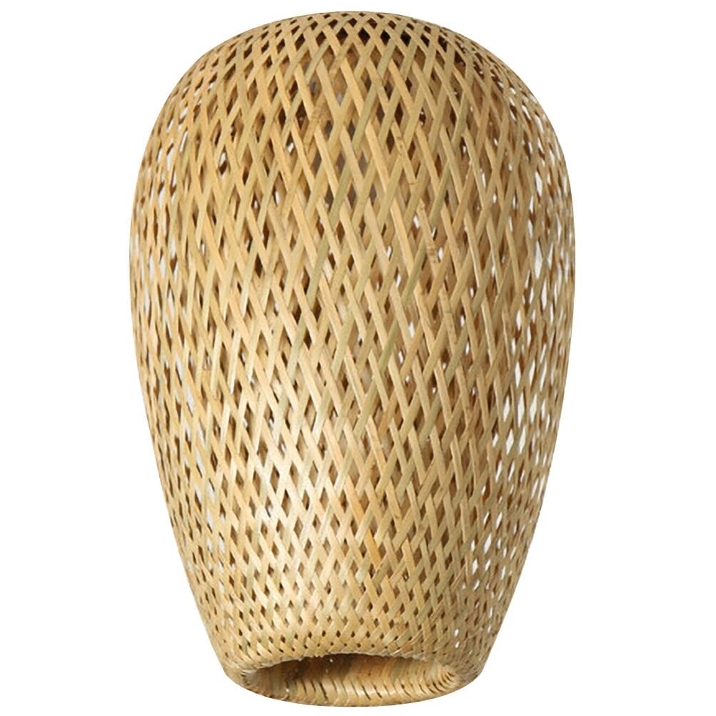 Bamboo Lampshade Woven Pendant Light Shade Rustic Decorative Lamp Cover (37X23X23CM)