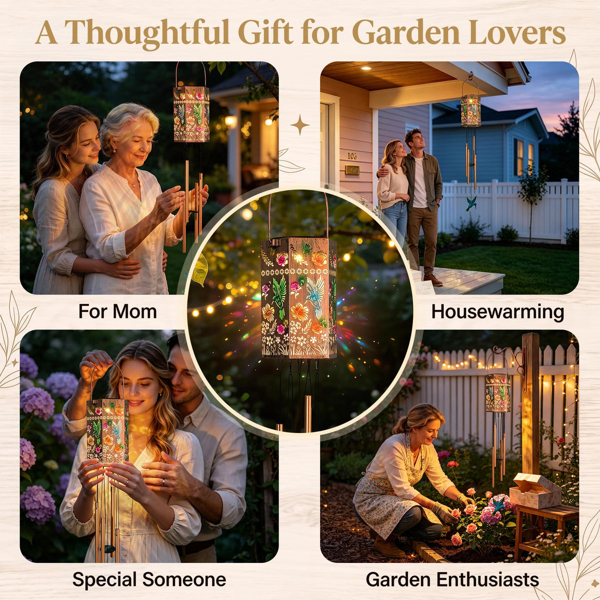 Hummingbird Solar Wind Chimes for Outside (Hummingbird)