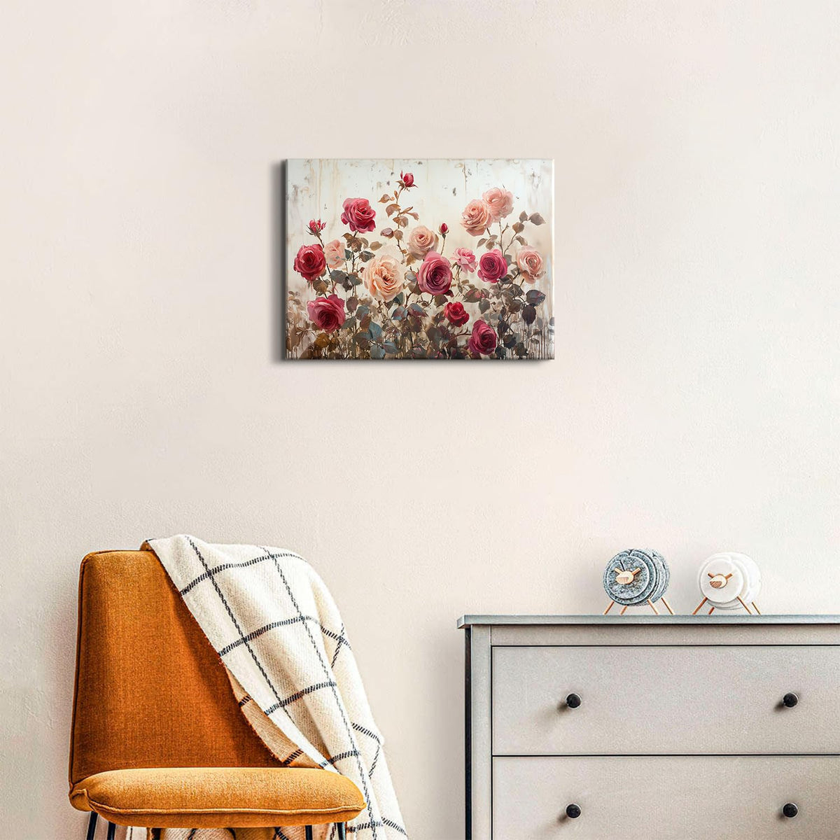 Pink Flower Pictures Wall Decor Vintage Rose Canvas Painting Bathroom Decor Rustic Farmhouse Floral Prints Poster Modern Wildflower Aesthetic Canvas Artwork for Living Room Home Decoration 12x16" (16"L x 12"W / Pink Rose)