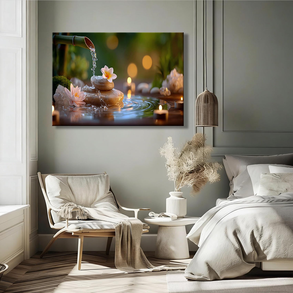 Framed Spa Canvas Wall Art for Bathroom Decor (Pictures14 / 12"L x 8"W)
