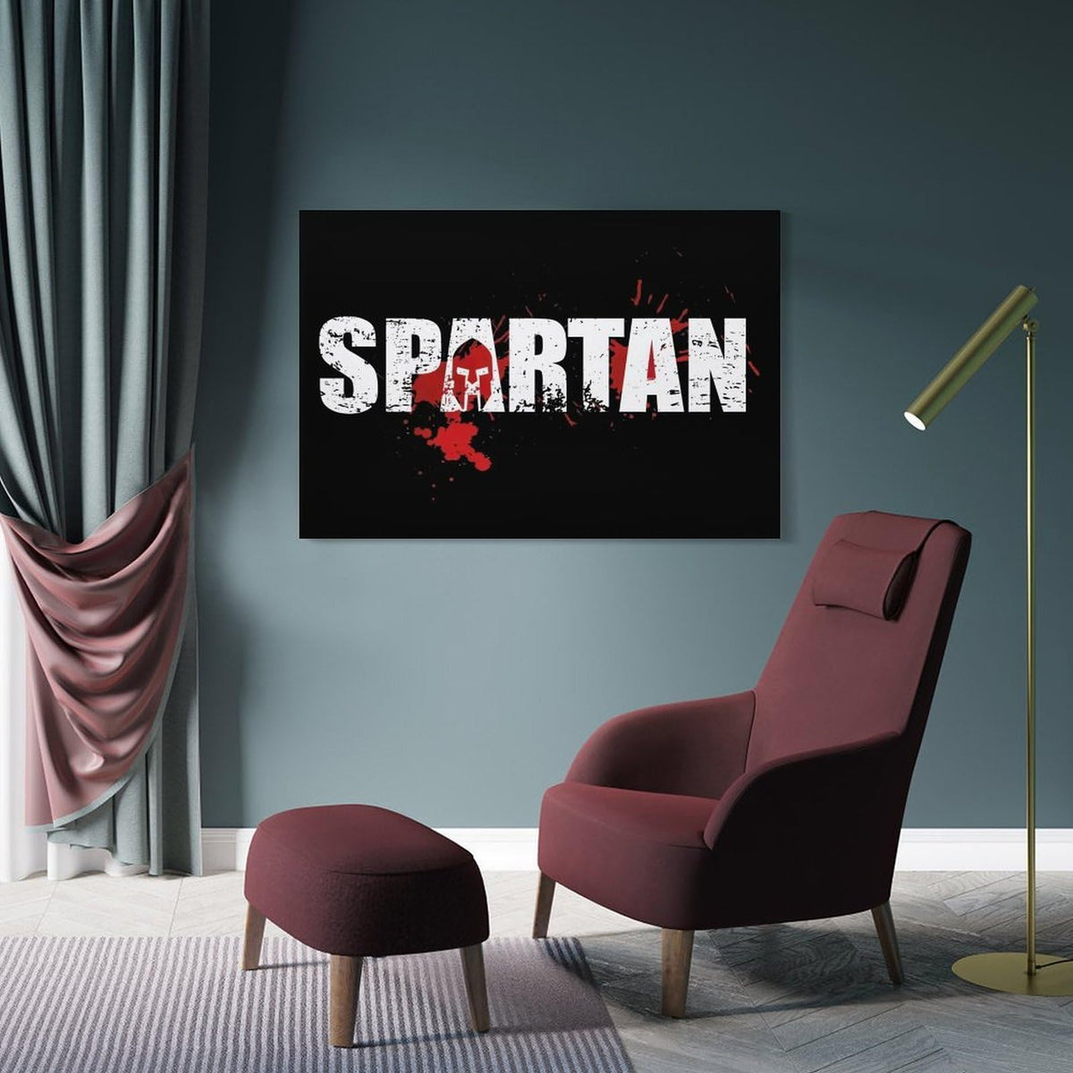 Spartan Beast Poster Canvas Printing Wall Art Prints Wall Decor Posters Black Distressed Typography Warrior Helmet Minimalist Industrial Decor for Living Room Bedroom Office Gym 08x12inch (style-2 / 08x12inch(20x30cm) Frame)
