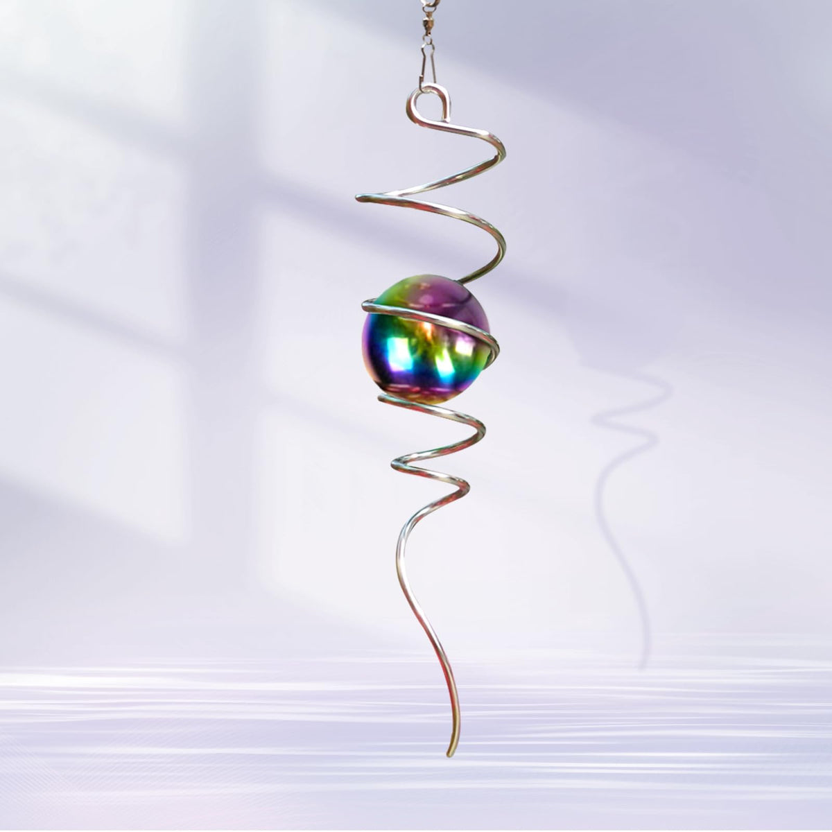 Gazing Ball Spiral Tail with Multi Color Stainless Steel Orb (Multi Stainless Steel Orb)