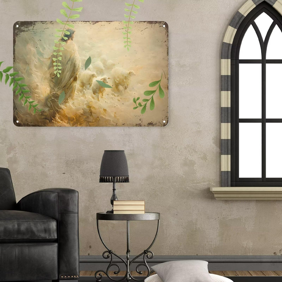 Jesus Metal Tin Sign Jesus Shepherds Sheep Metal Sign Art Decor (Jesus Shepherds Sheep / 8x12 Inch)