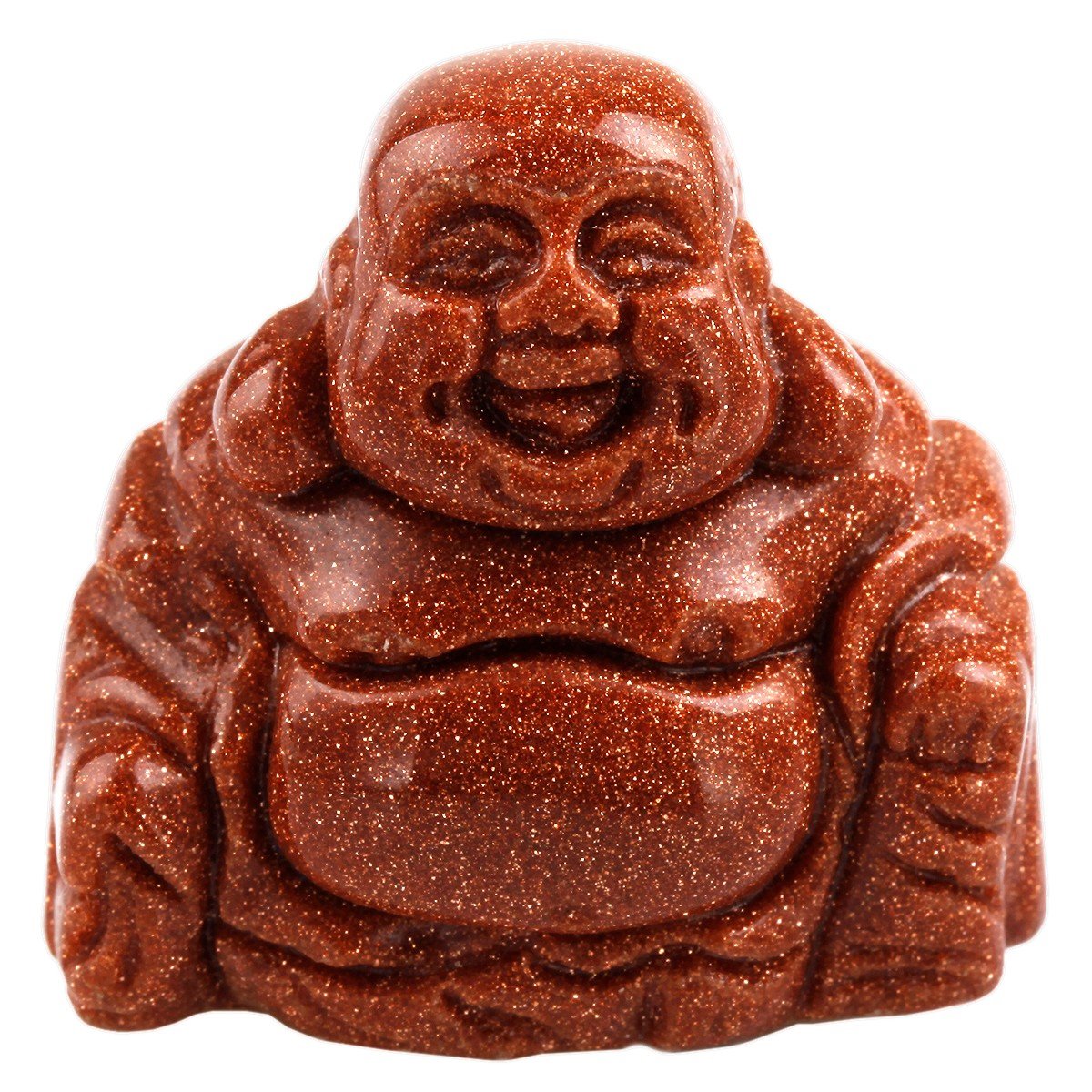 1.5" Gold Sand Stone Laughing Happy Buddha Feng Shui Figurine (1.5" / Gold Sand Stone)