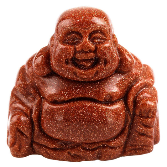 1.5" Gold Sand Stone Laughing Happy Buddha Feng Shui Figurine (1.5" / Gold Sand Stone)