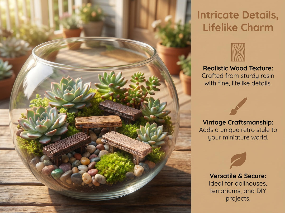 Miniature Resin Bench Fairy Garden Accessories (Assorted Color)