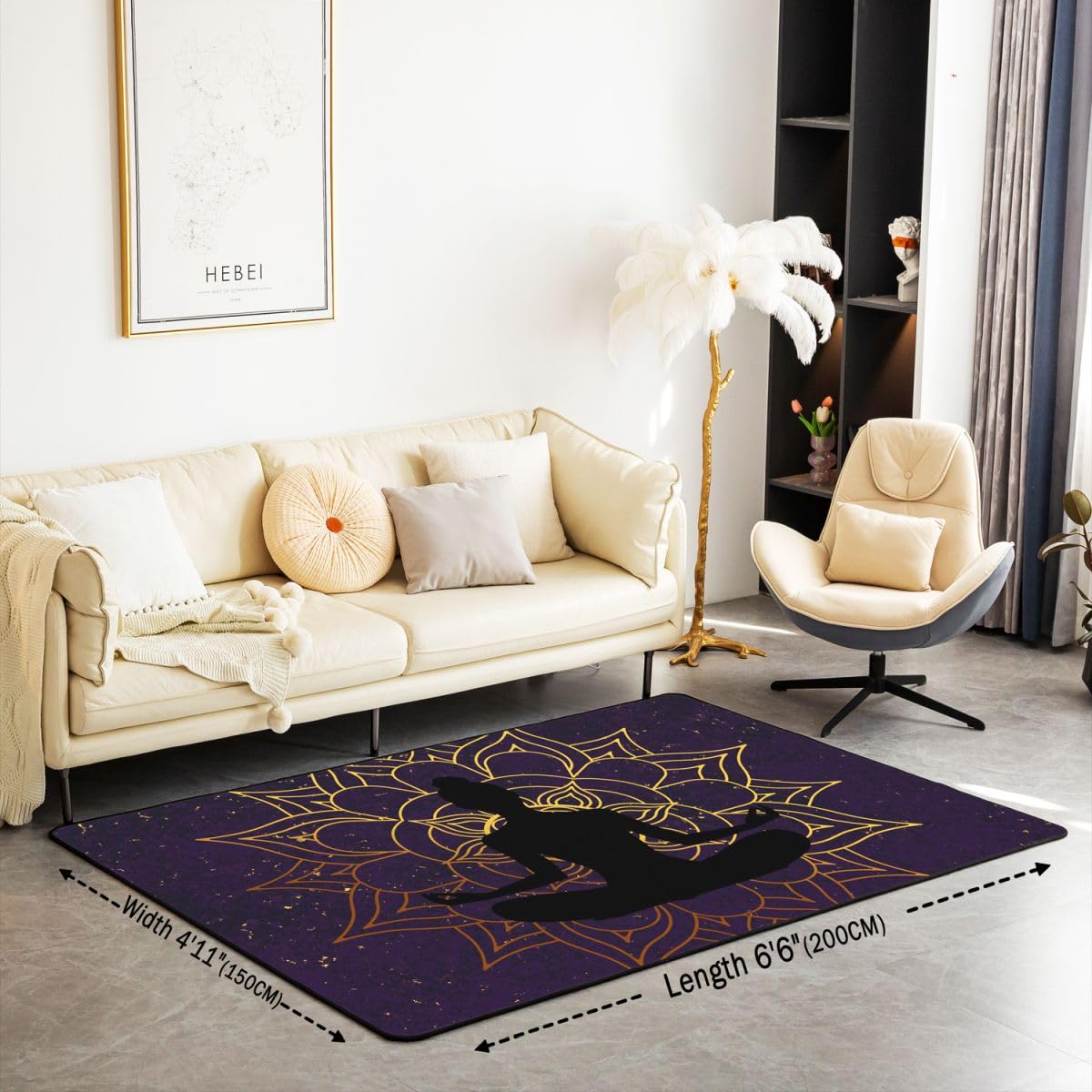 Zen Yoga Area Rug 3'x5' for Living Room (Multi 05 / 4' x 5')