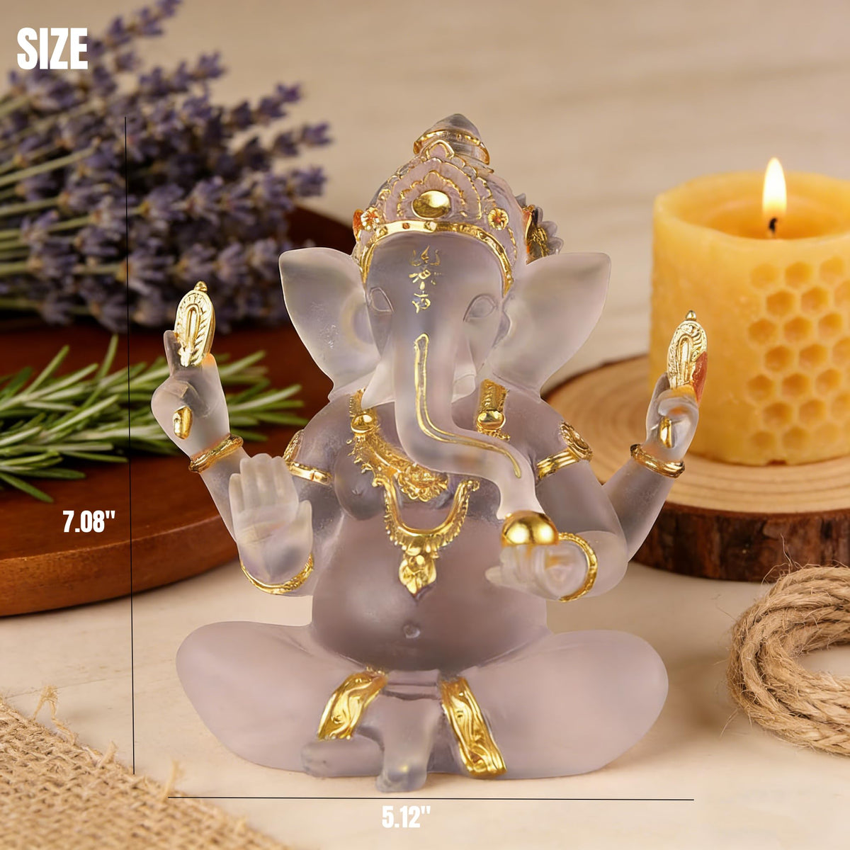 Indian God Lord Ganesha Statue (Transparent / 7.08")