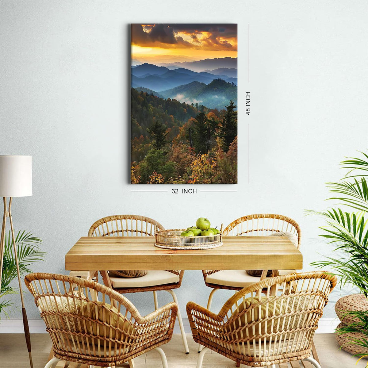 Great Smoky Mountains Poster National Parks of the United States Forest Sunset Painting Artwork HD Printed Painting Framed Art Works Office for Vintage Living Room Bathroom Bedroom Decoration 32x48” (32"L x 48"W / ZRSJ05)