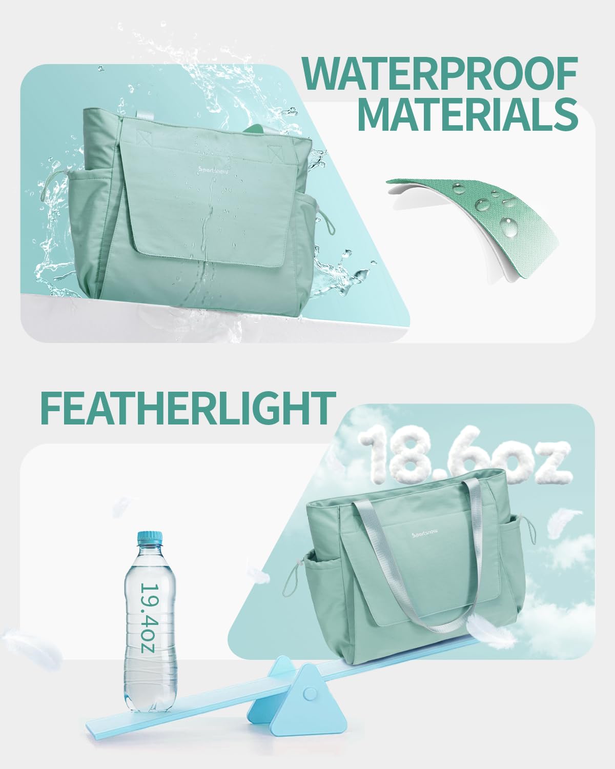 Yoga Mat Bag Waterproof Tote Gym Bag Mat Carrier W (Mint Green)