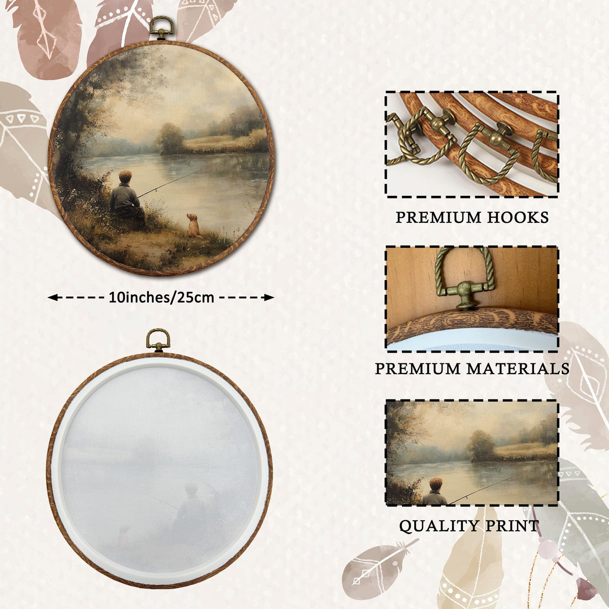 Vintage Farmhouse Lakeside Round Wall Art (04Child)