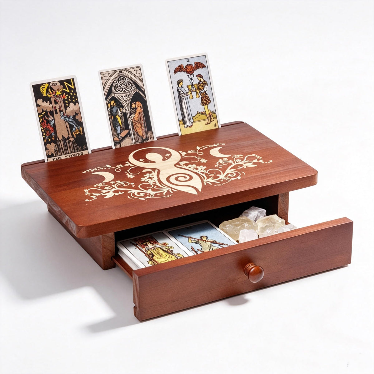 Altar Table with Drawer and Tarot Card Holder (Spiral Goddess)