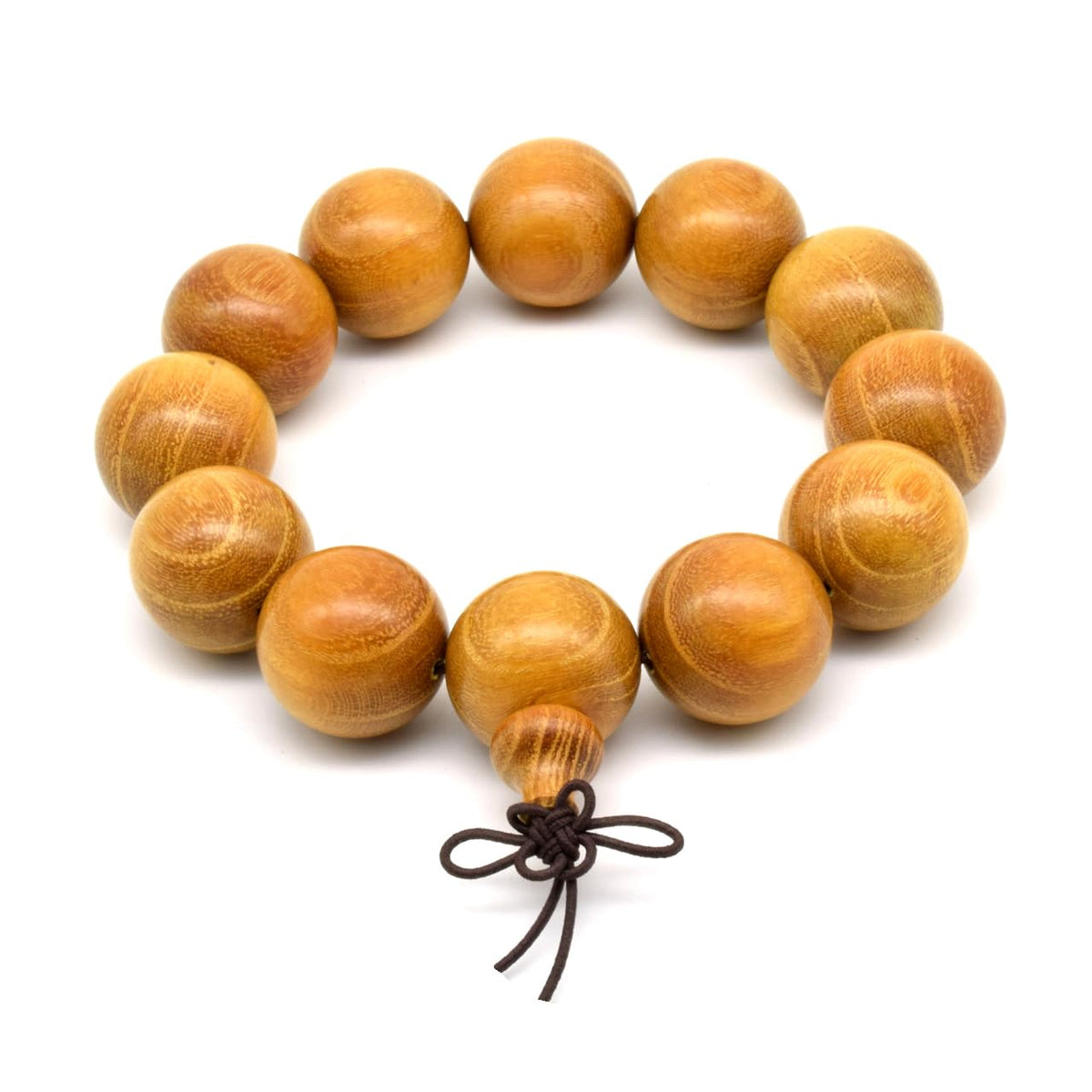 Unisex Natural Golden Sandalwood Mexican Bocote Wood Mala Prayer Bracelet Link Wrist Necklace Chain Beads (20mm 12 beads)