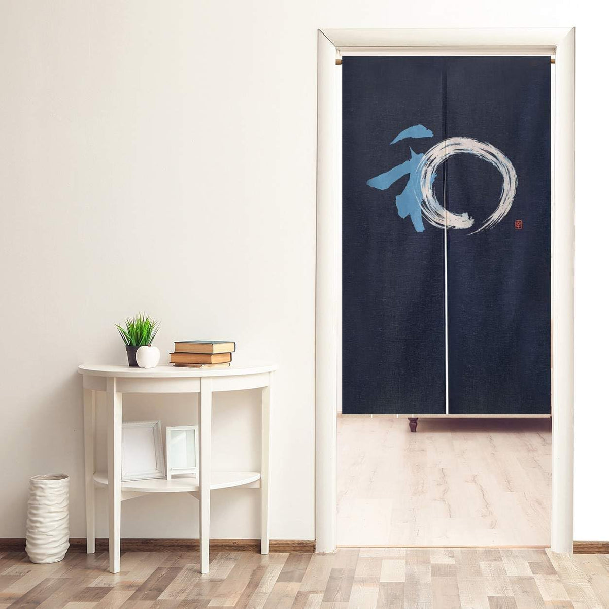 Noren Japanese Doorway Curtain Tapestry Zen Enso Circle Decorations Room Divider Curtain Privacy Anime Curtains (Yamato / 33.5"W x 59"L (Pack of 1))