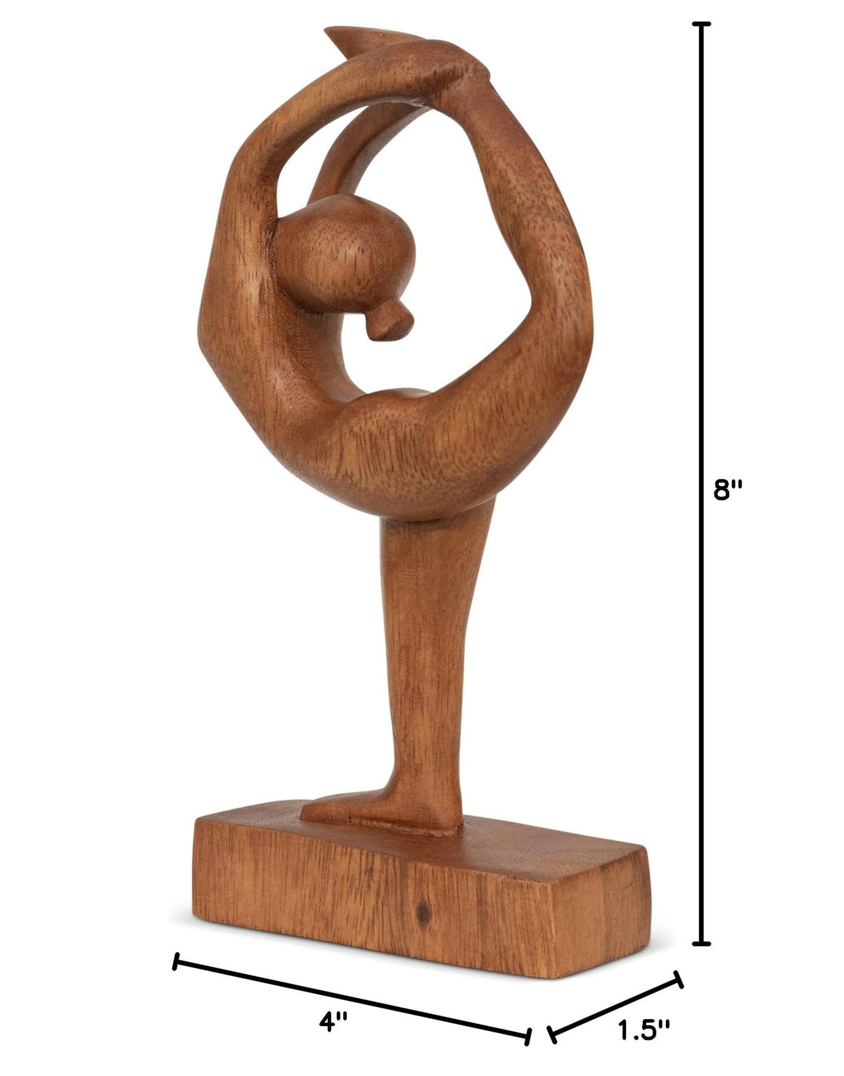 8" Wooden Handmade Abstract Sculpture Art Decorative Home Decor Handcrafted Figurine Accent Decoration Artwork Hand Carved (Dancer Pose - Both Hands Holding Foot)