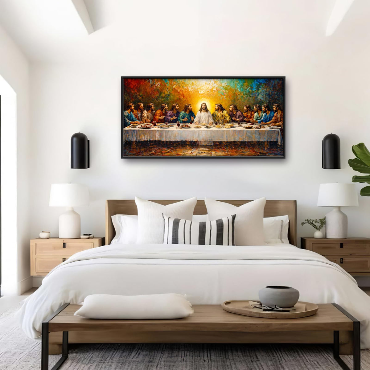 Large Framed The Last Supper Wall Art (The Last Supper / 60"L x 30"W)