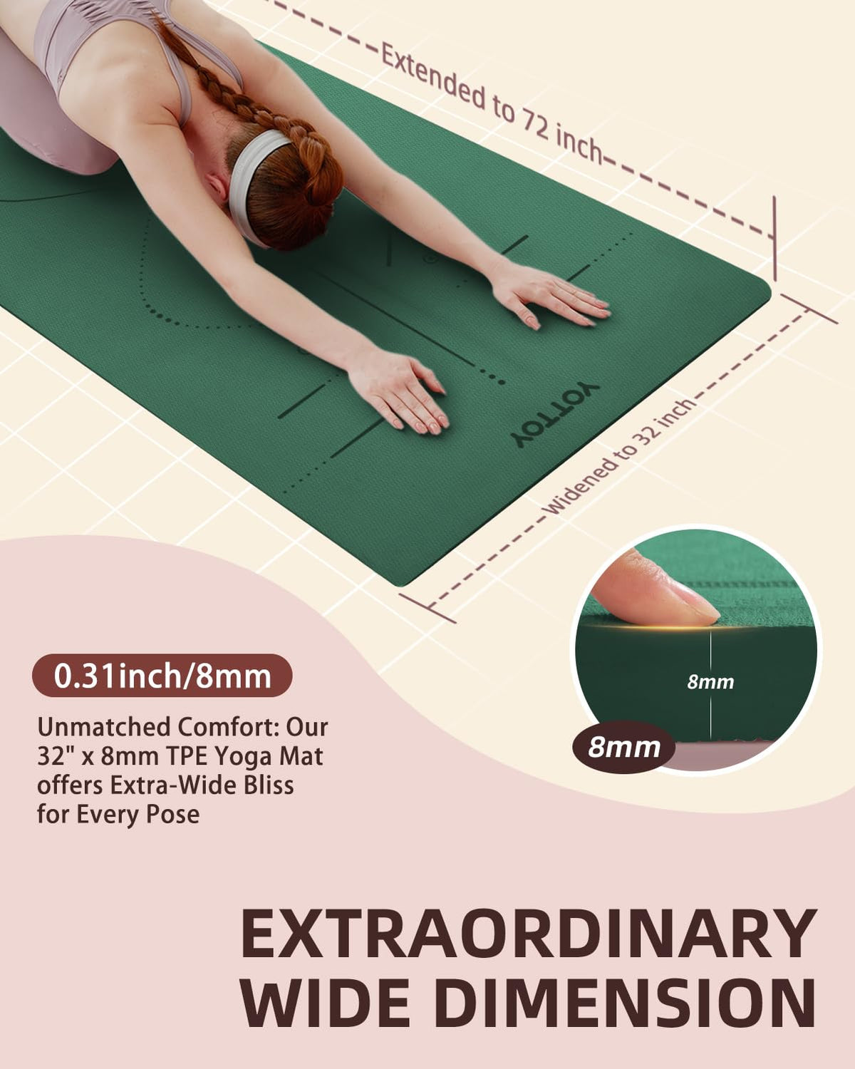 Yoga Mat 72"x 32"x1 (Modern / 72 x 32 x 1/3 in)