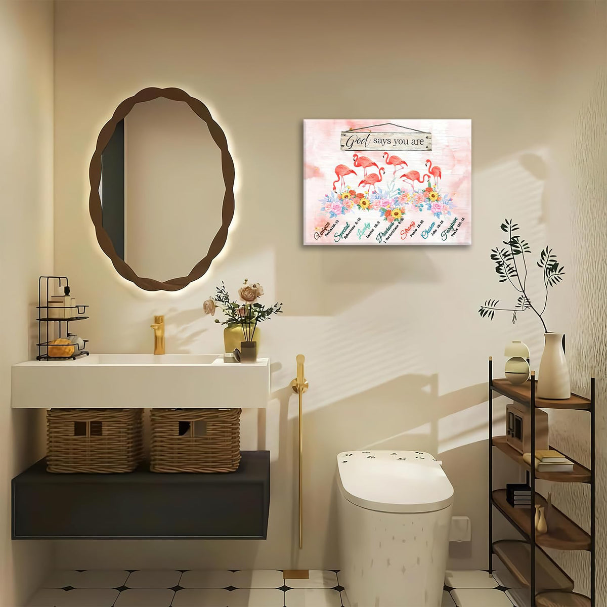 Flamingo Canvas Wall Art Inspirational Painting Framed ArtWork 12"x16" (Flamingoes / 16"L x 12"W)