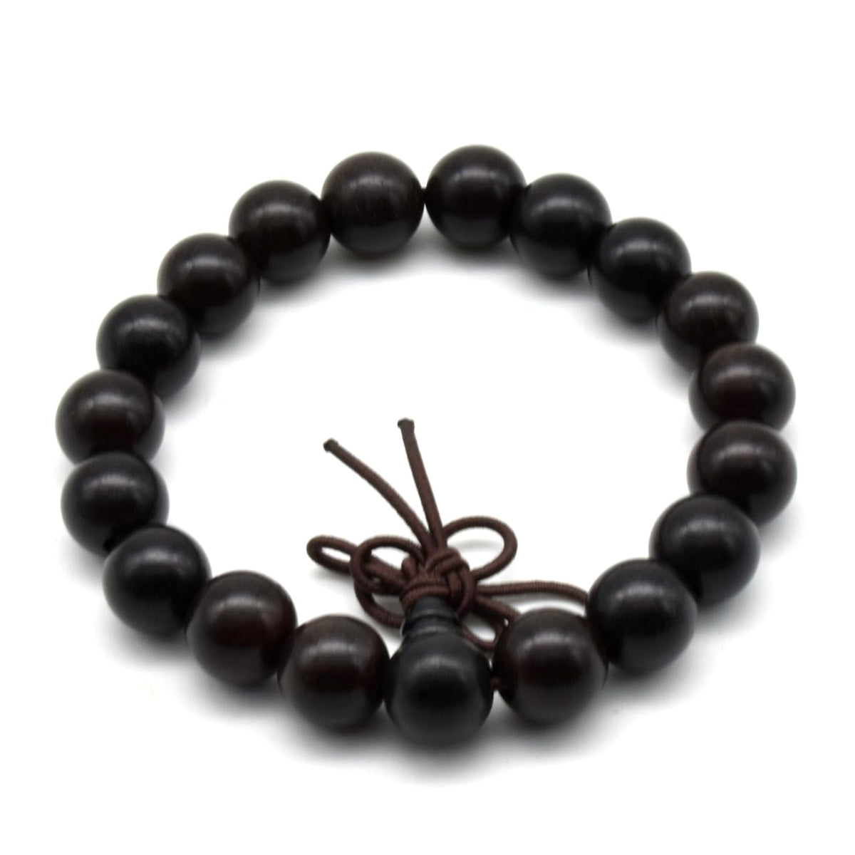 Unisex Natural Ebony Wood Buddhist Prayer Bead Necklace Bracelet Tibetan Prayer Mala Beaded Black (10mm 19beads)