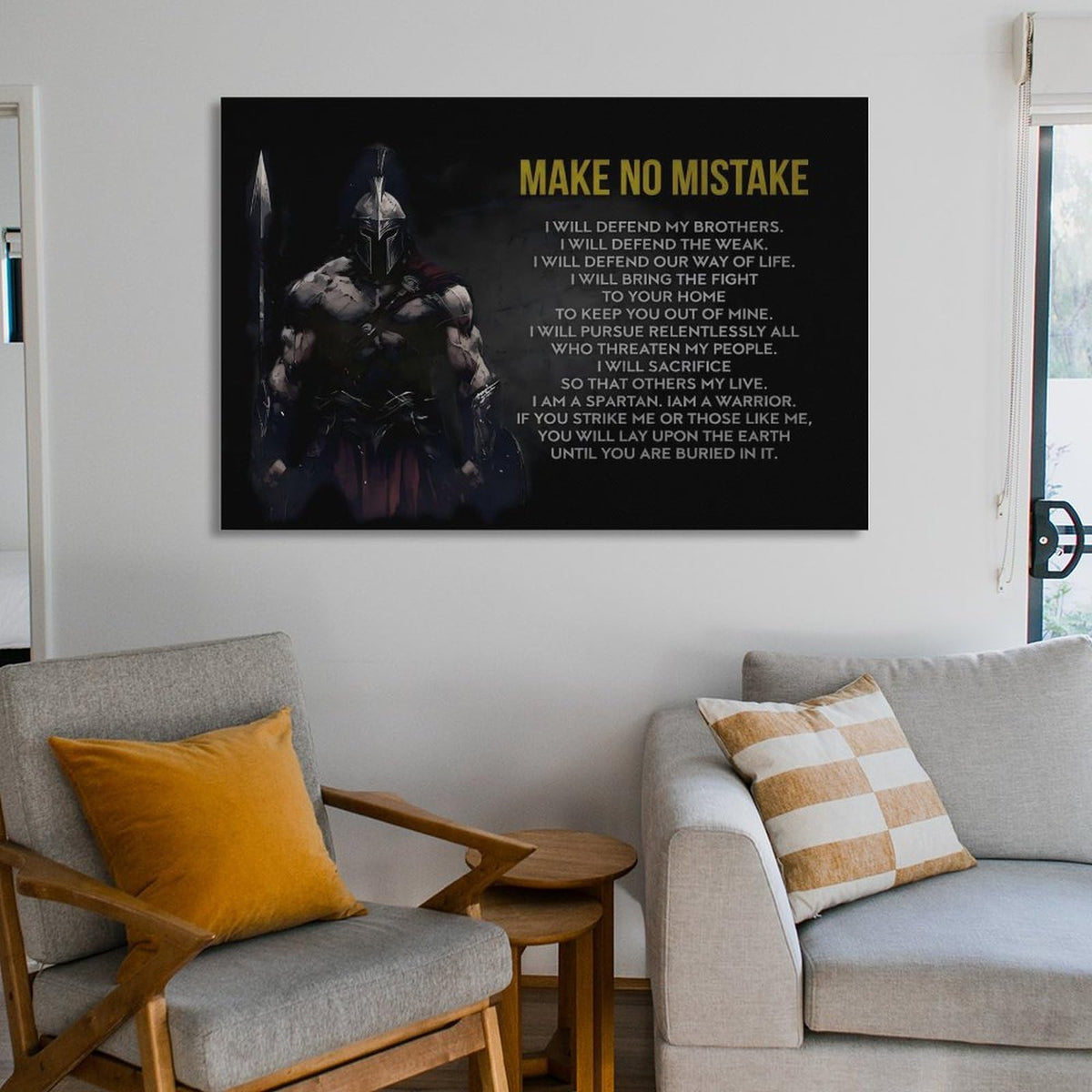 Spartan Warrior Quote Motivational Poster Canvas Printing Wall Art Prints Wall Decor Posters Dark Minimalist Stoic Gym Office Living Room Bedroom Man Cave Decor 20x30inch (style-1 / 20x30inch(50x75cm) Frame)