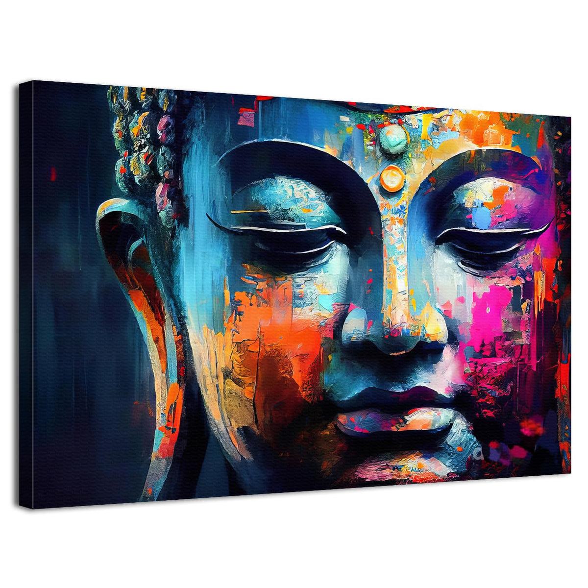 Abstract Buddha Wall Art for Living Room Colorful Buddha Mable Texture Canvas Picture Zen Wall Decor Pink Blue Thai Religious Artworks Spiritual Painting Prints Bedroom Office Home Decorations 12x16" (16"L x 12"W / Buddha)