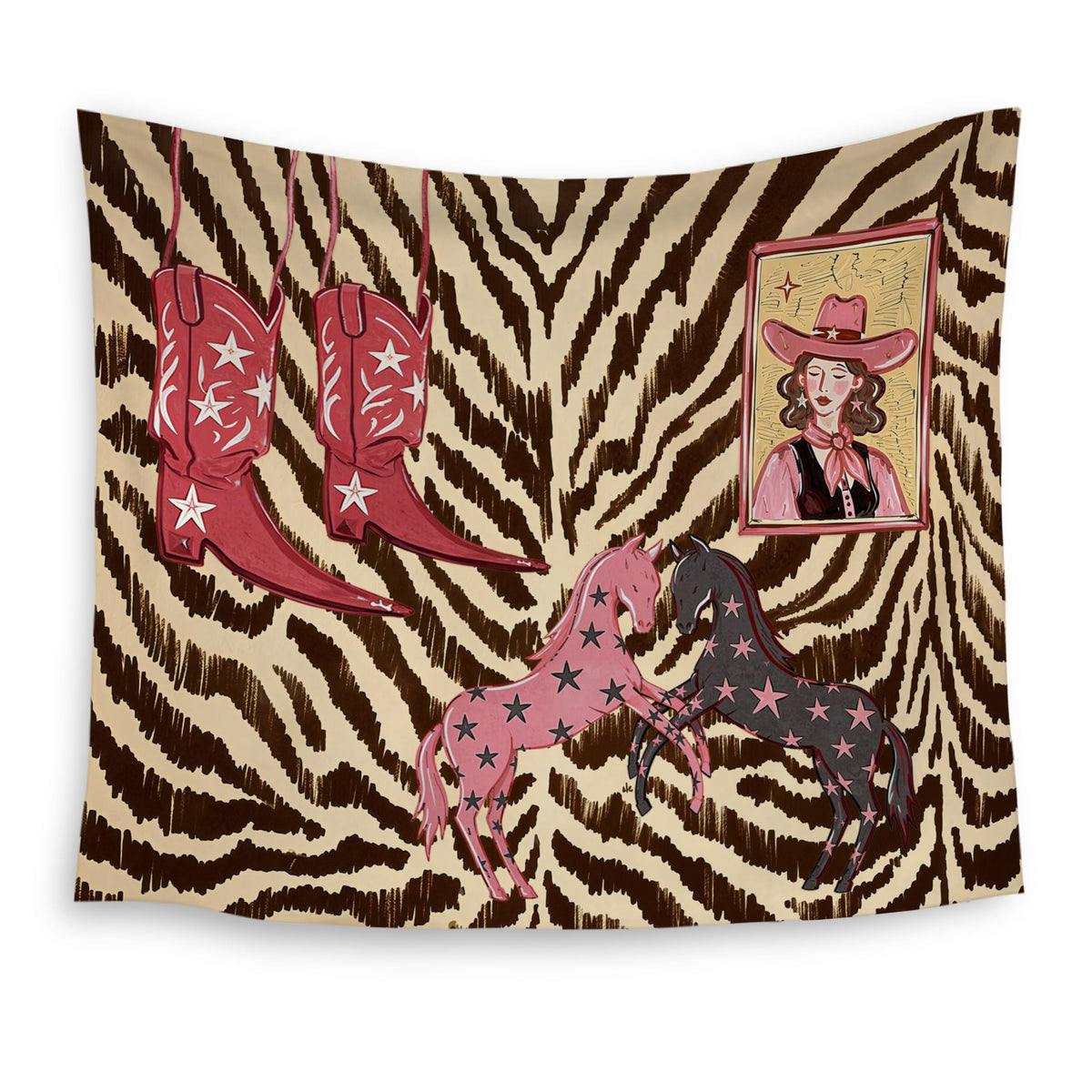 Western Cowgirl Tapestry Wall Decor 50x60 Inch (Colour-08)