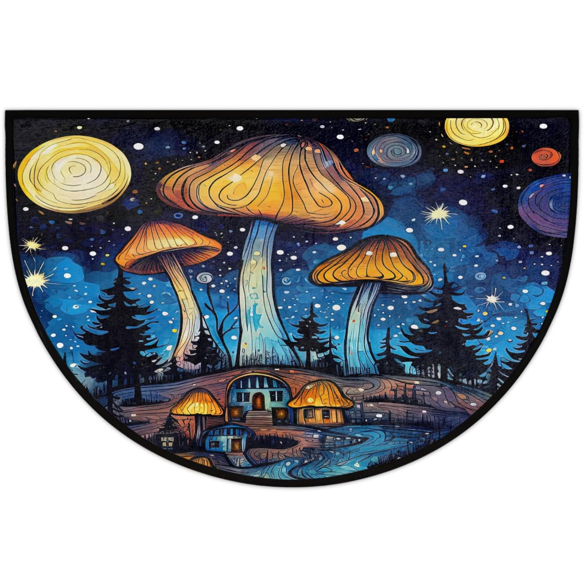 Mushroom Sky Half Round Door Mat Non (A:a-3)