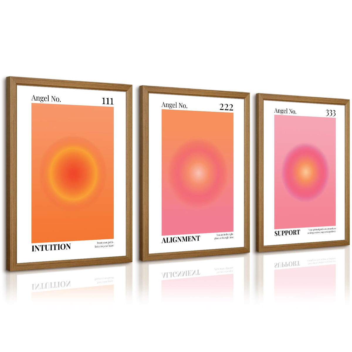 Colorful Angel Number Aura Poster Set of 3 Spiritual Posters Canvas Grainy Gradient Prints Trendy Preppy Wall Art Aesthetic Room Decor Affirmation Inspirational Quotes Wall Art 16x24 Inch Framed (Framed / Colorful 123 Art - A / 24"L x 16"W)