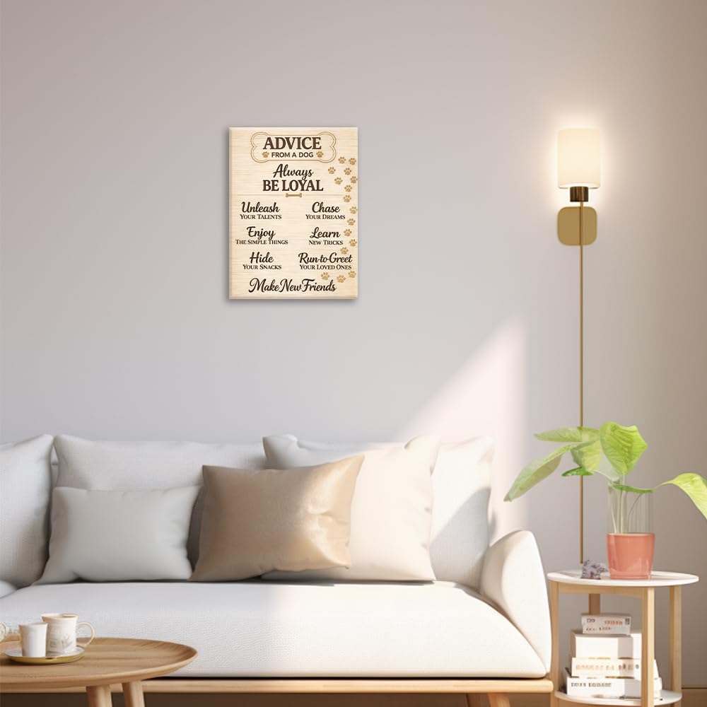 Funny Dog Saying Wall Art Inspirational Dog Quotes Wall Decor Cute Puppy Paw Canvas Painting Pictures for Canine Lover Bedroom Living Room 20"x24" (Dog Advice / 24"L x 20"W)