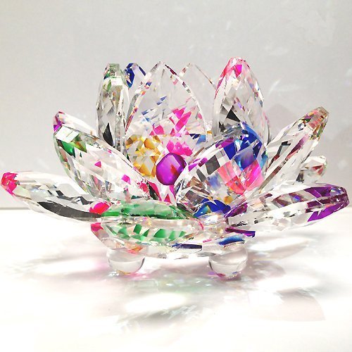5 inch Sparkle Crystal Lotus Flower Feng Shui Home Decor with Gift Box (5 Inch)