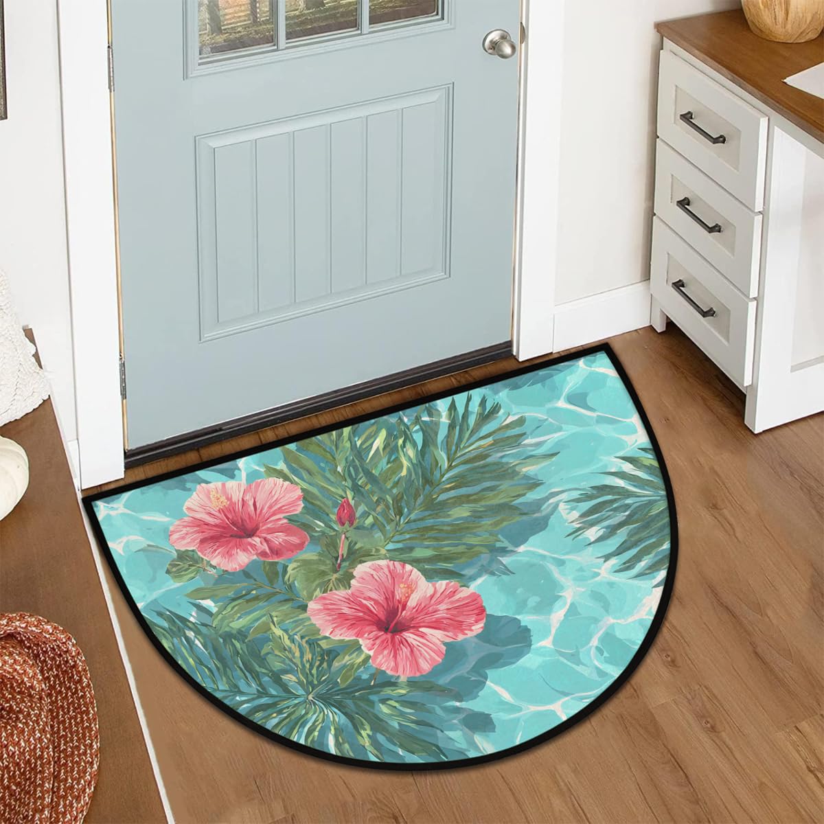 Front Door Mat Indoor Outdoor Entrance (B-18 Palm Leaf Summer Flower)