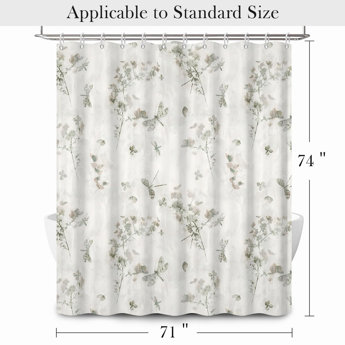 Watercolor Botanical Floral Shower Curtain (Floral-e)