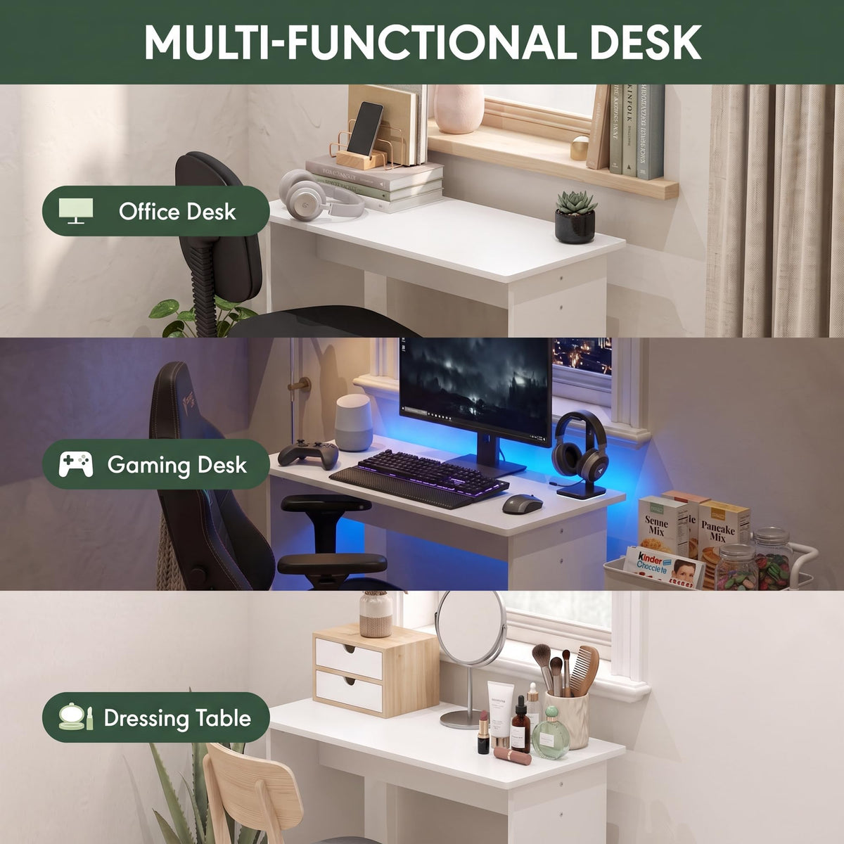 Simplistic Study Table (White / 32 In Wide)