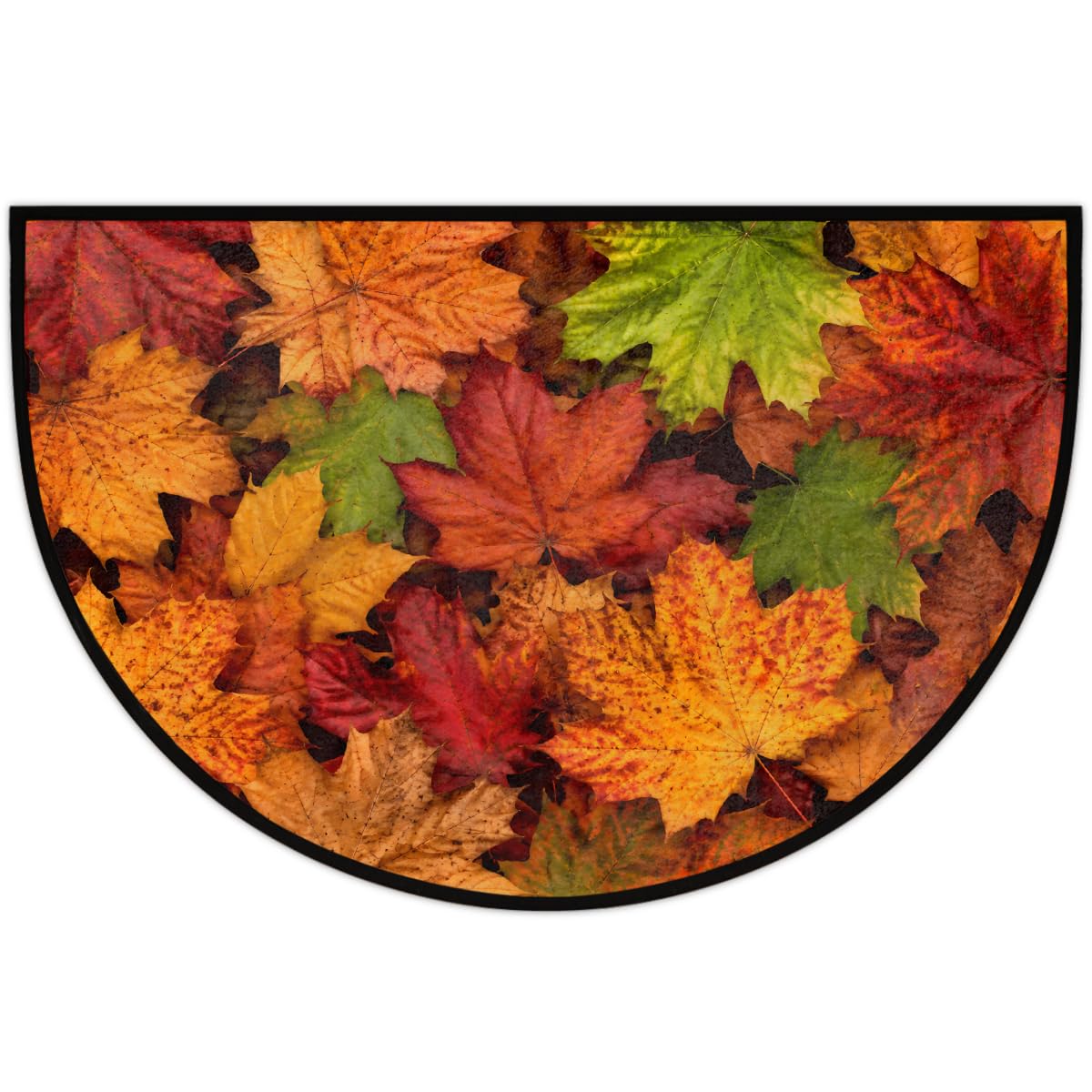 Leaf Half Round Door Mat Semi Moon Rug Fireplace Carpet Area Rugs (B:color:21)