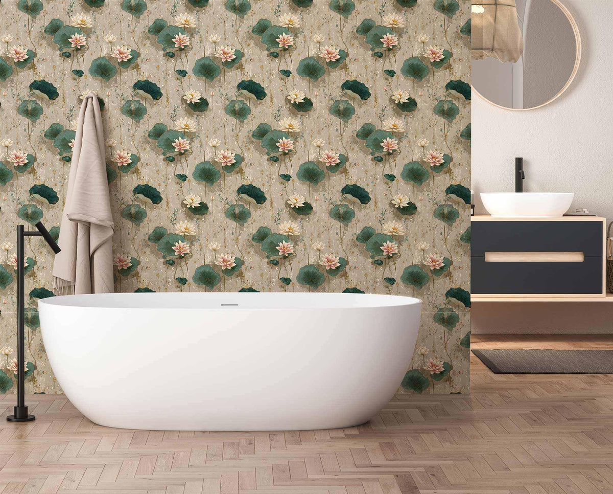 Chinoiserie Lotus Peel and Stick Wallpaper (17.7" x 118")