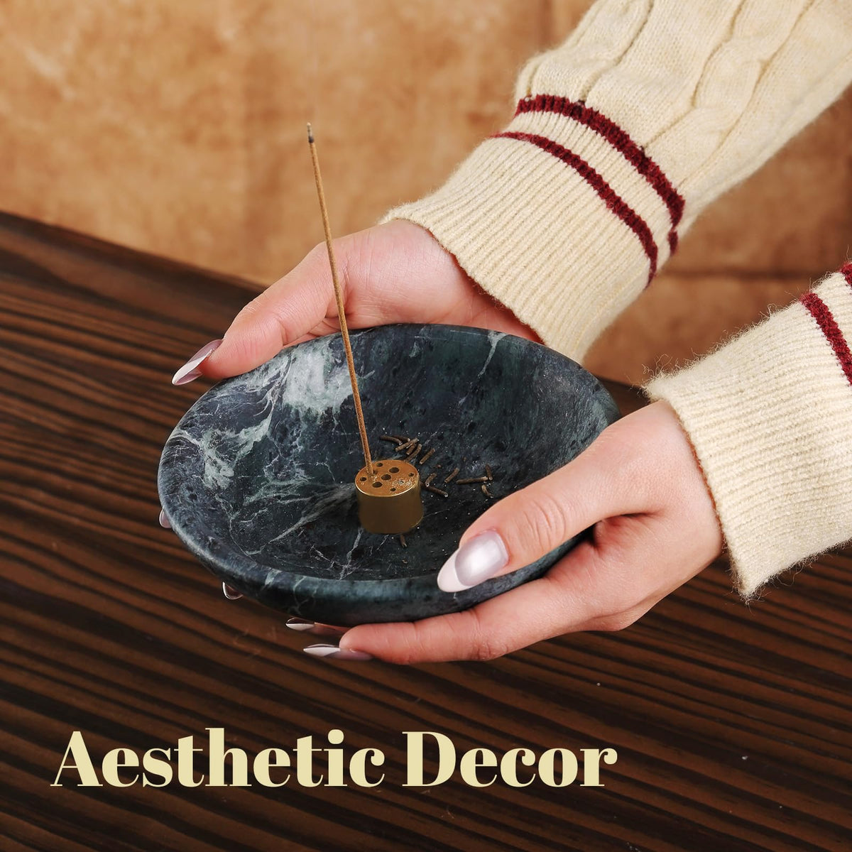 Natural Marble Incense Holder (D=150-alpi Green)