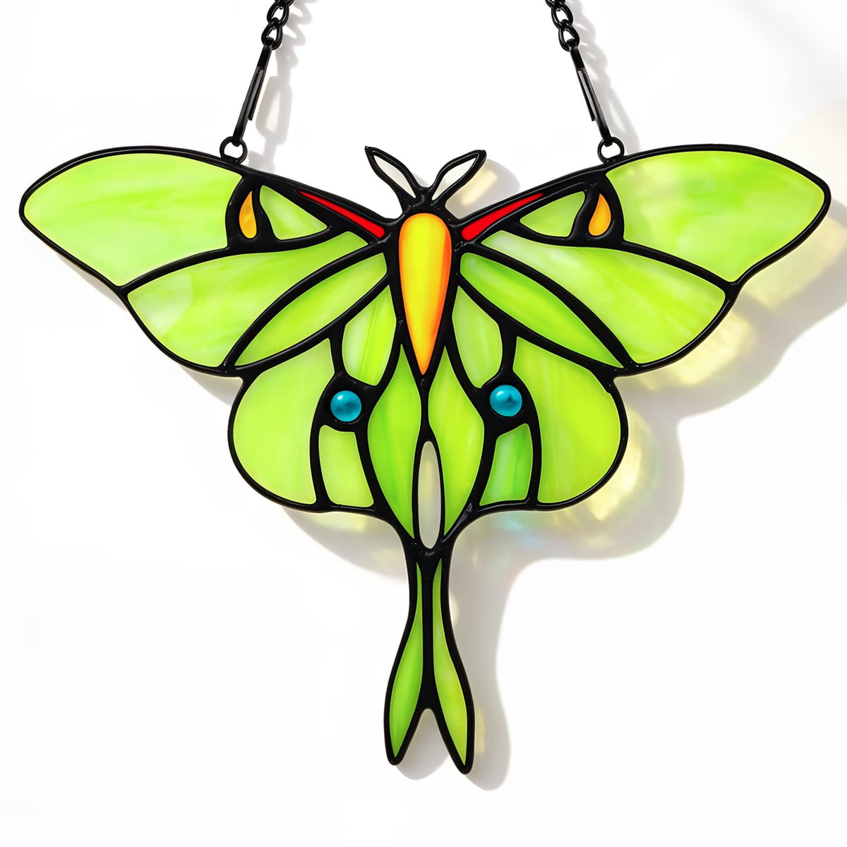 Stained Glass Window Hanging Luna Moth Suncatcher (Green-moth / Medium)