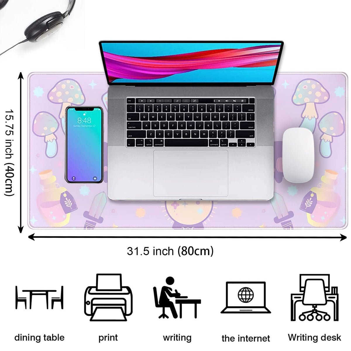 Kawaii Purple Desk Mat (Blue Purple)