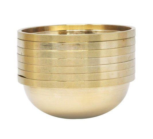 2.75 Inches Solid Brass Set of 7 Tibetan Water Offering Bowls (Solid Brass / 2.75 Inches)