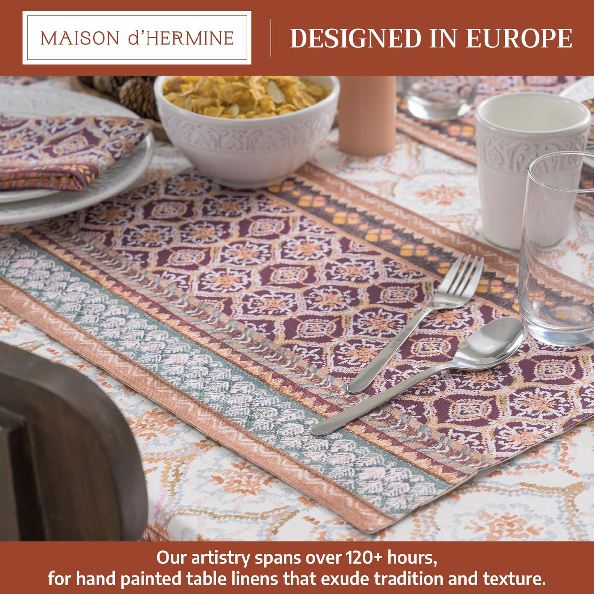 Placemats Set of 4 Reusable 100% Cotton (057 - Fair Isle / 13" X 19" (Pack of 4))