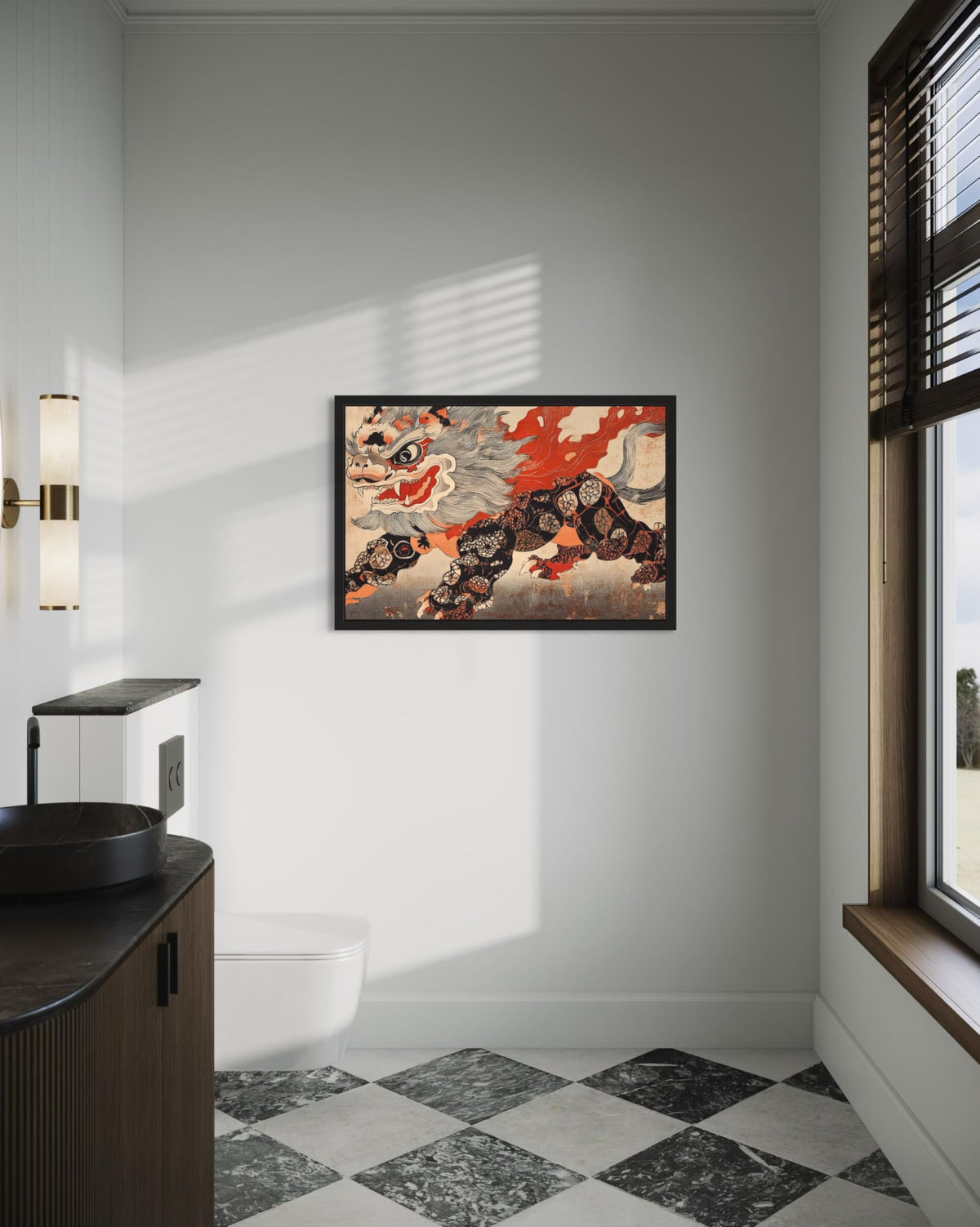 Lunar Lion Dance Unframed Wall Art Print Poster (Lunar Lion Dance / 20"L x 16"W)