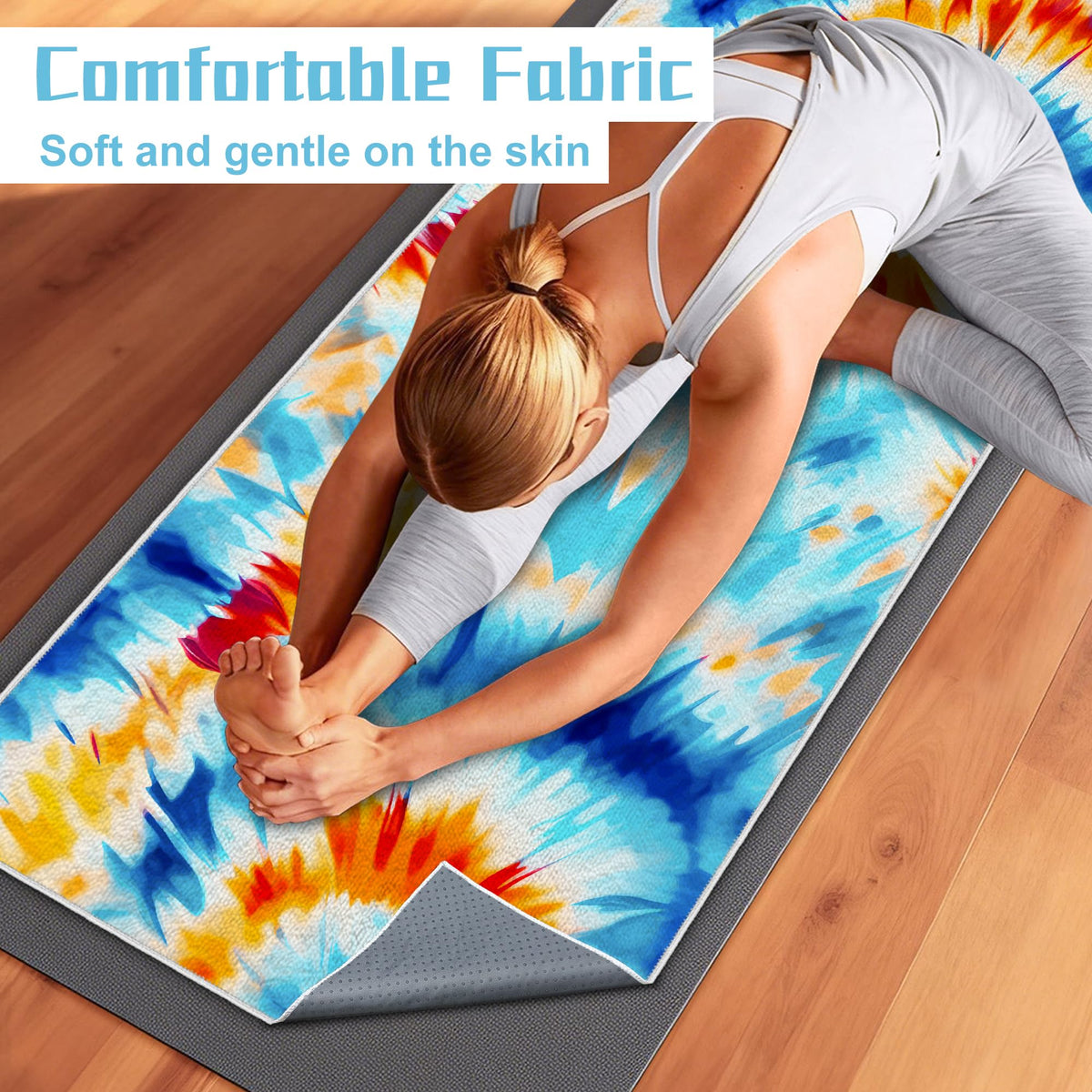Yoga Mat Towel (Blue& Orange / Casual)