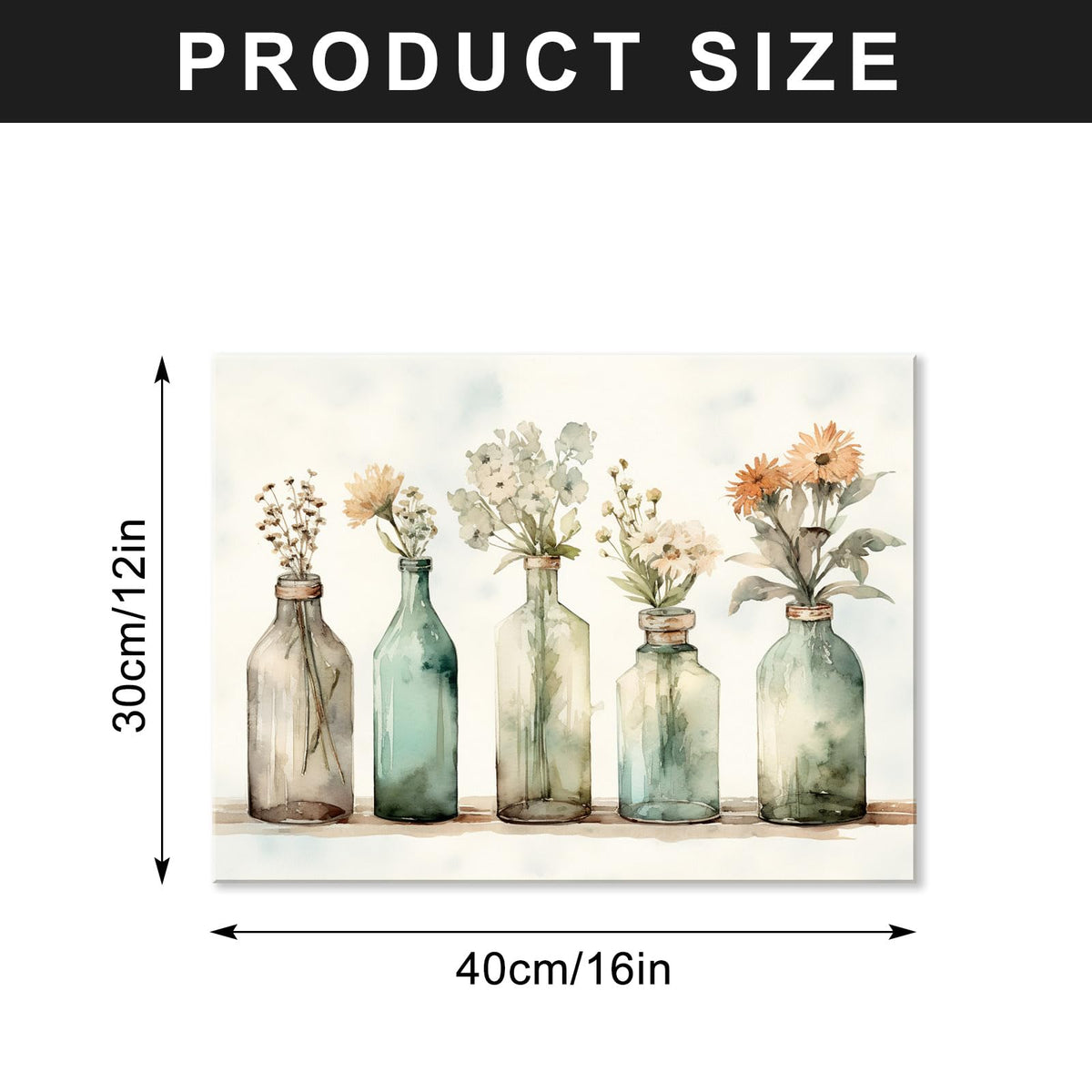 Botanical Bottles Green Farmhouse Bathroom Wall Decor Modern French Flowers in Bottle Pictures for Living Room Bedroom Bathroom Framed Ready to Hang 12x16 Inches (16"L x 12"W / Floral 06)
