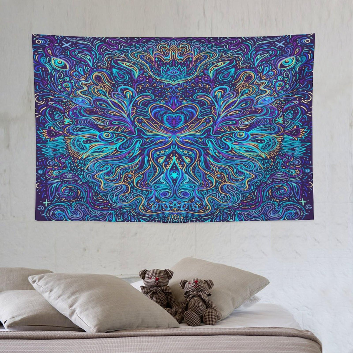 Hippie Bohemian Mandala Tapestry Wall Hanging Indian Gypsy Abstract Flower Floral Texture Print Tapestries Home Decor for Living Room Bedroom Apartment Farmhouse Dorm 40"x60" (40"L x 60"W / Mandala-8)