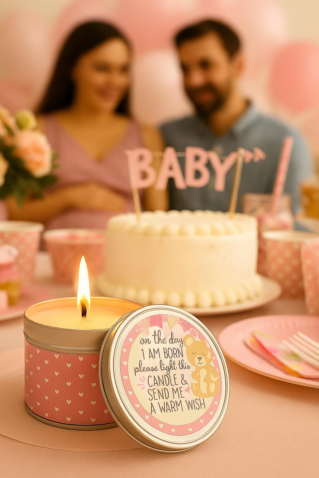 Baby Shower Candle Favors for Girls (Pink-2- One Single 9pk)