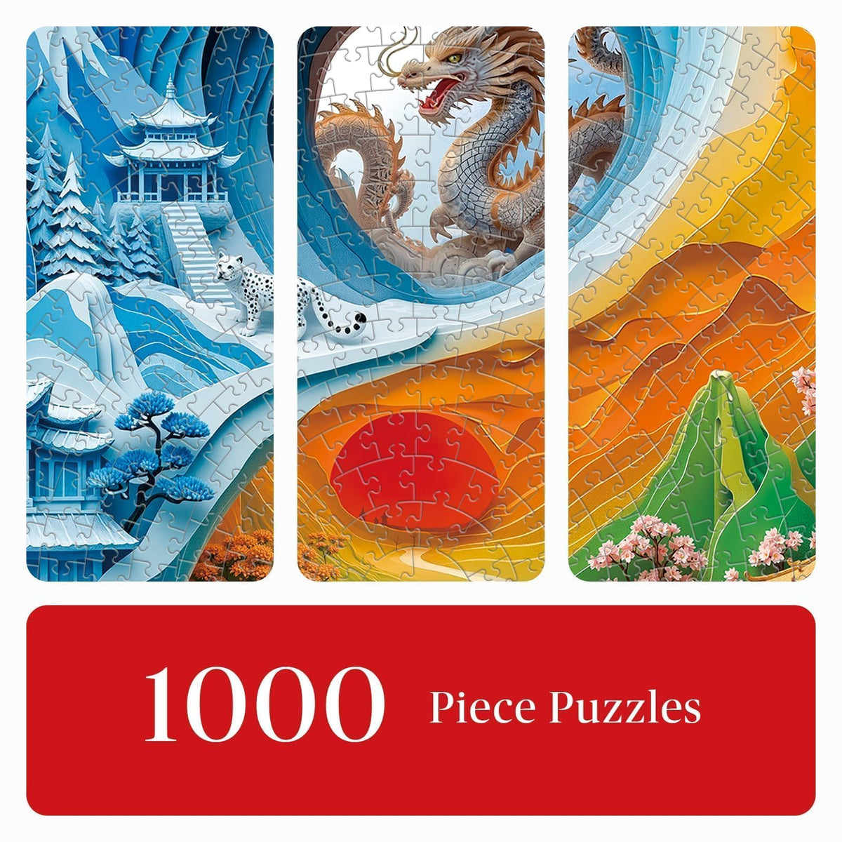 Puzzle for Adults 1000 Pieces 3D Visual Yin (D-yin-yang Animals)