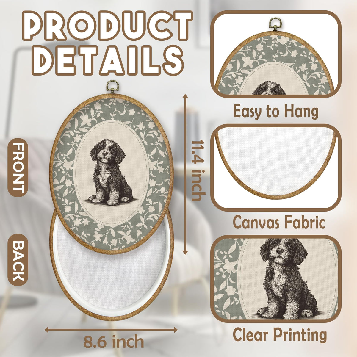 Vintage Cockapoo Dog Oval Wall Art Prints Decor 8.6x11.4 (Colour 64)