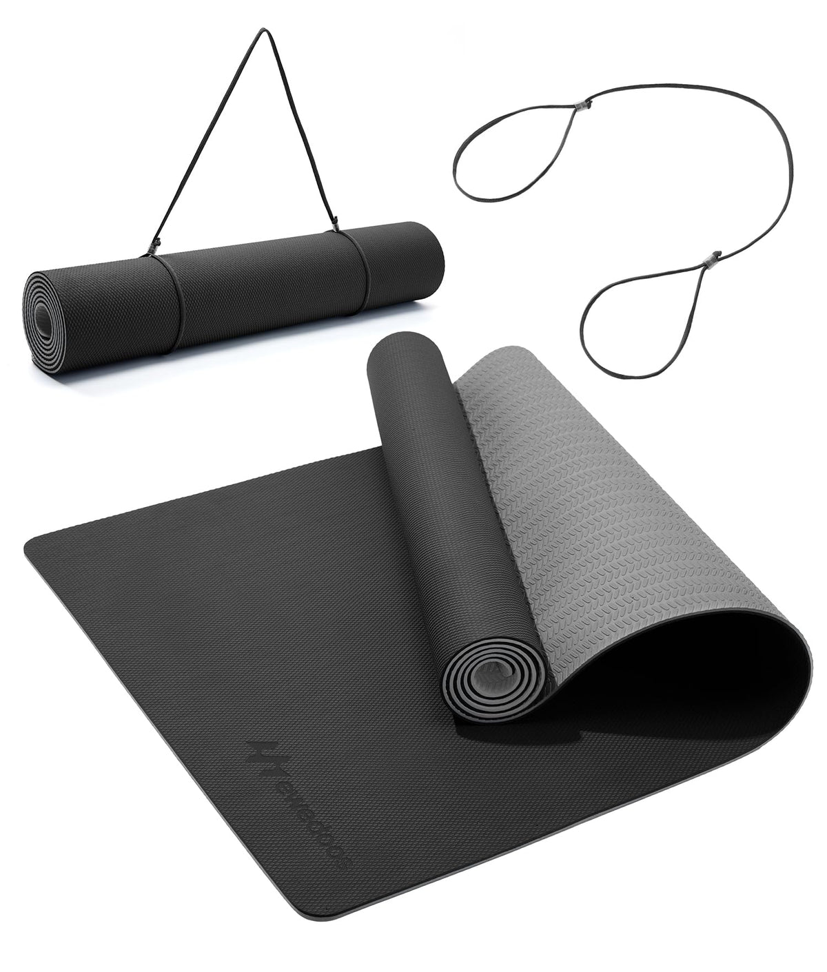 Eco Friendly Yoga Mat Thick TPE Yoga Mat Non Slip Yoga Mats Anti (Black Yoga Mat)
