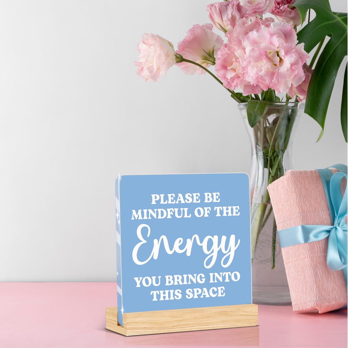 Blue Room Decor Zee Decor Spiritual Acrylic Motivational Gifts (Blue Please Be Mindful Of The Energy You Bring Into This Space)
