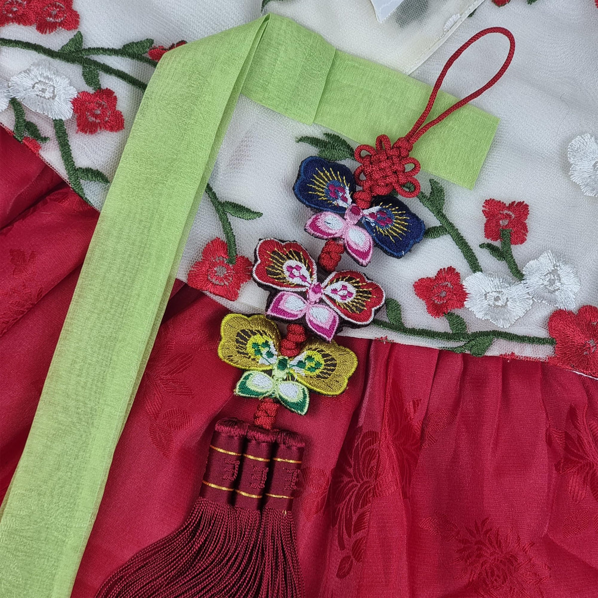 Three Tier Butterfly Norigae (Red)